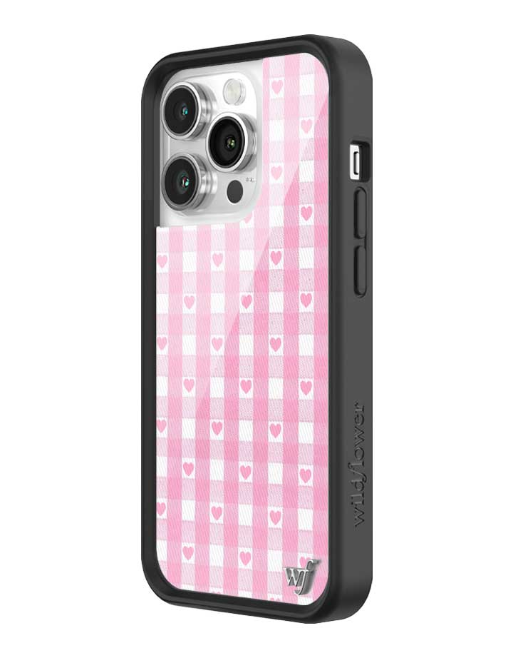 Pink Gingham Hearts iPhone Case from Wildflower Cases