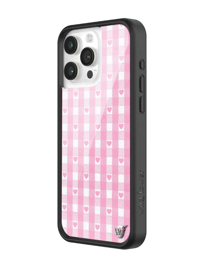 Pink Gingham Hearts iPhone Case from Wildflower Cases