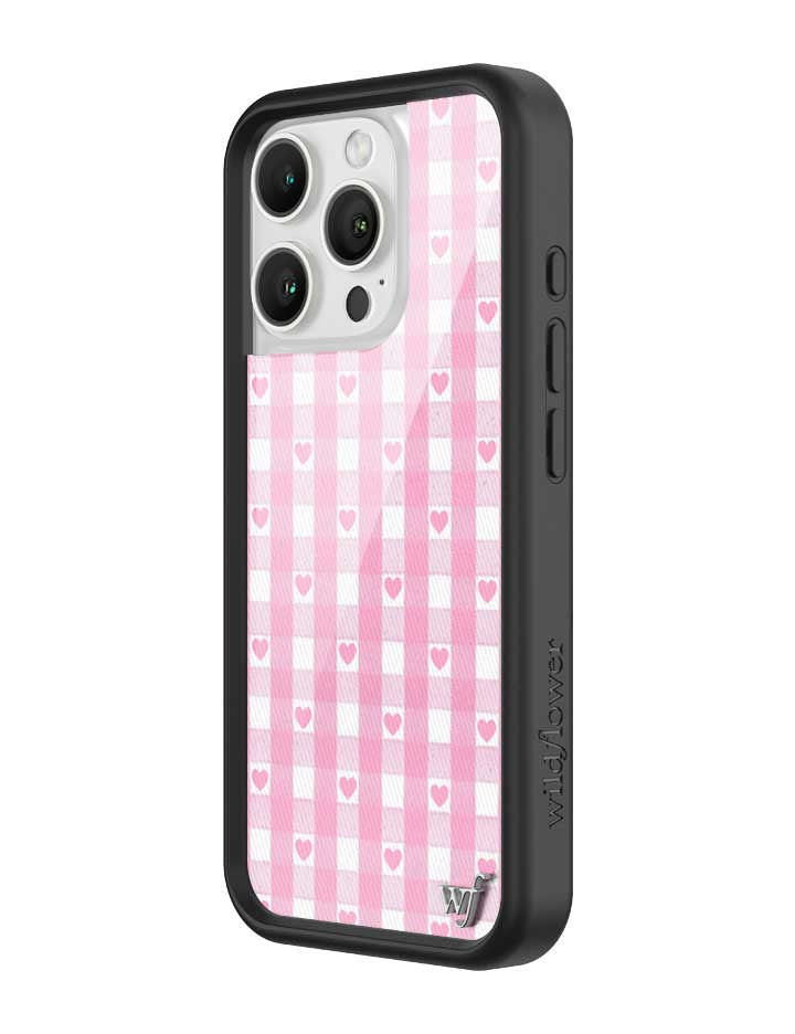 Pink Gingham Hearts iPhone Case from Wildflower Cases