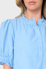 Dianthus Henley Puff Sleeve Blouse from Gibsonlook