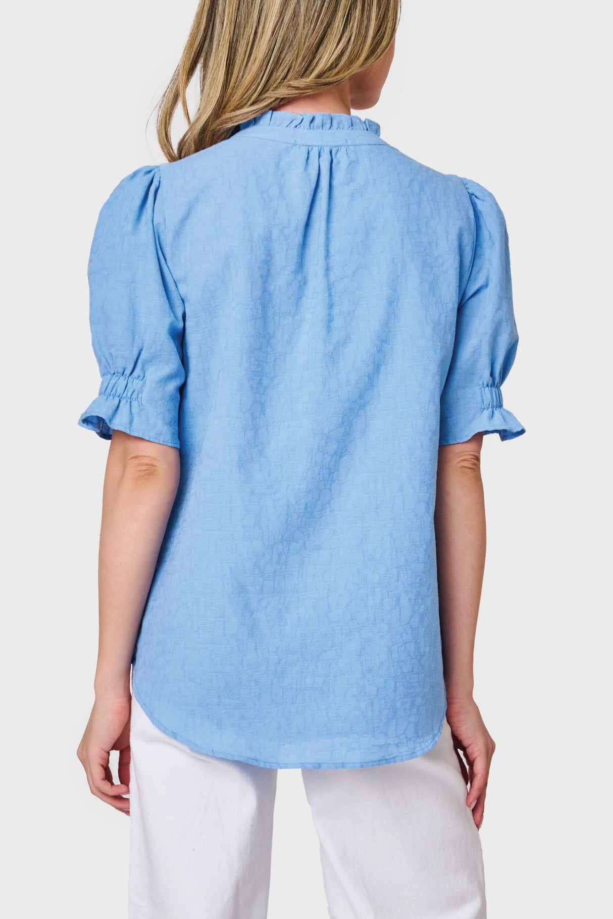 Dianthus Henley Puff Sleeve Blouse from Gibsonlook