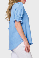 Dianthus Henley Puff Sleeve Blouse from Gibsonlook