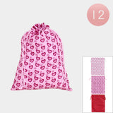 12PCS - Heart Patterned Drawstring Gift Bags from Madeline Love