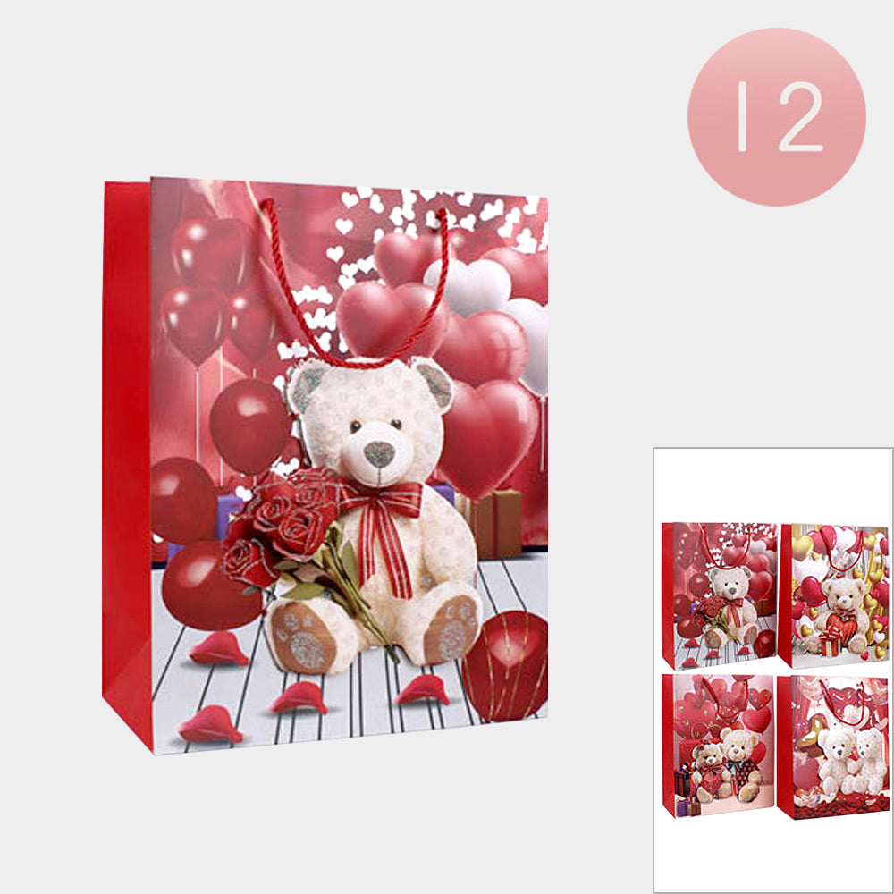12PCS - Valentine Teddy Bear Printed Gift Bags from Madeline Love
