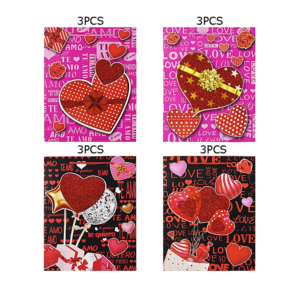12PCS - Heart Love Printed Gift Bags from Madeline Love