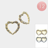 12PCS - Stone Embellished Open Heart Earrings from Madeline Love