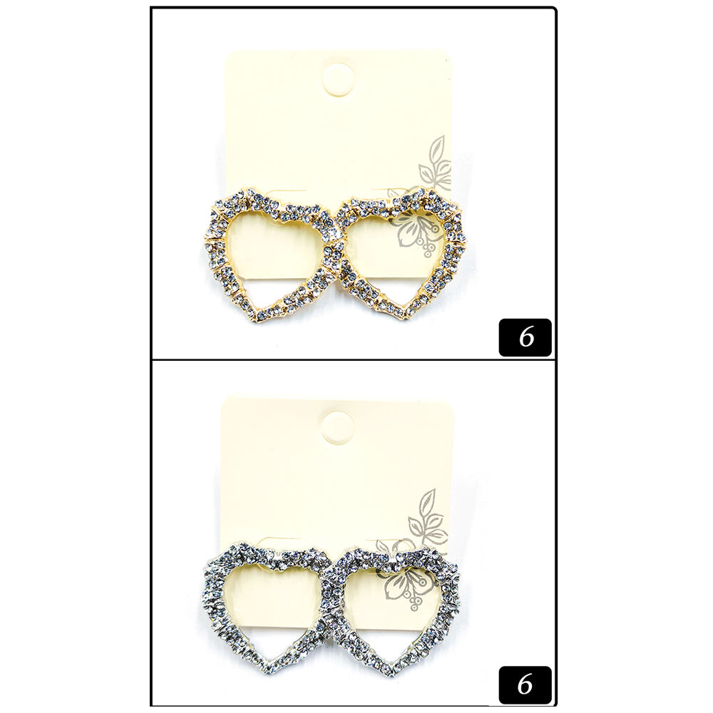 12PCS - Stone Embellished Open Heart Earrings from Madeline Love
