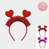 12PCS - Sequin Double Heart Tinsel Decorative Headbands from Madeline Love