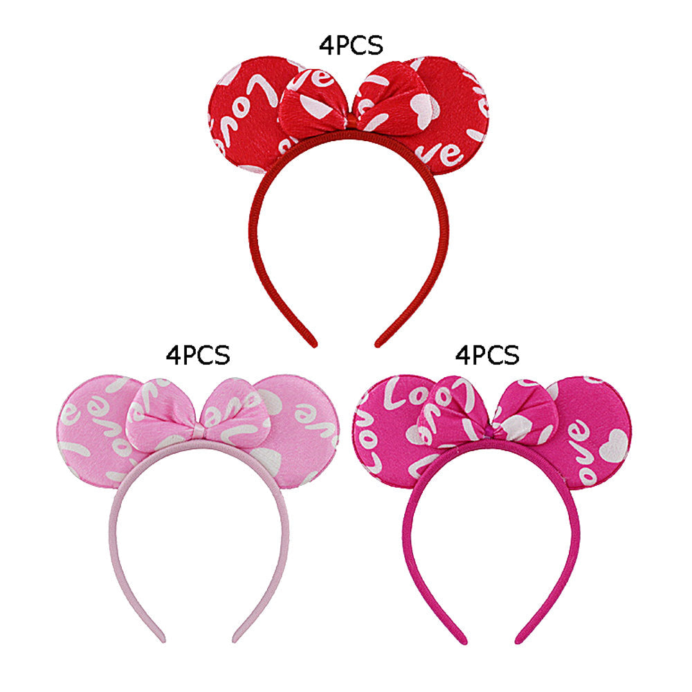 12PCS - Love Message Printed Bow Ear Pointed Headbands from Madeline Love
