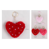 12PCS - Stone Pointed Fuzzy Flush Heart Keychains Set from Madeline Love