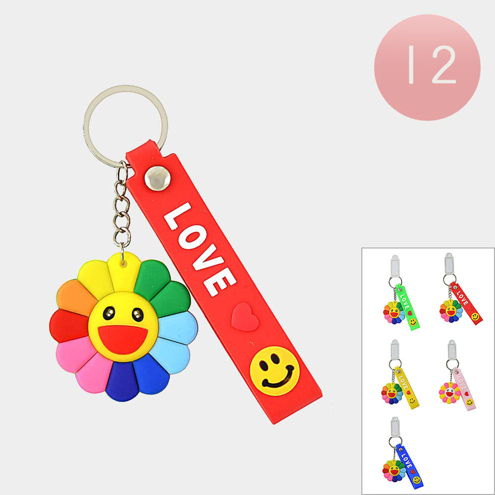 12PCS - LOVE Message Smile Flower Keychains Set from Madeline Love