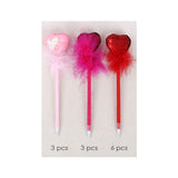 12PCS - Sequin Heart Feather Ball Pens from Madeline Love