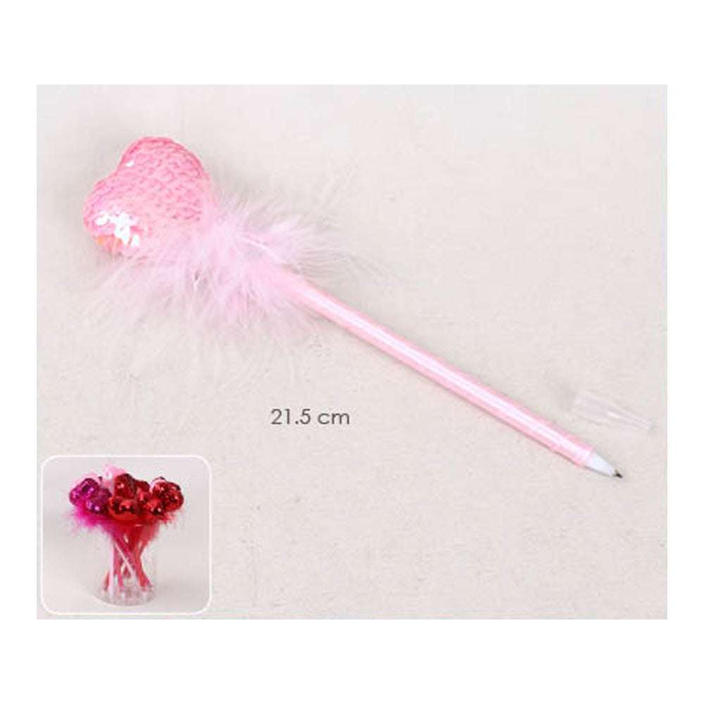 12PCS - Sequin Heart Feather Ball Pens from Madeline Love