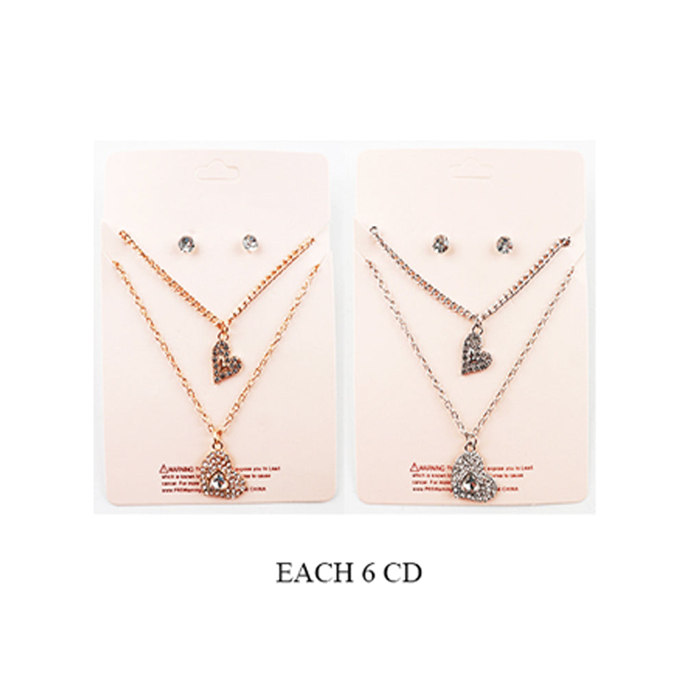 12PCS - Heart Pendant Double Layered Necklaces Jewelry Set from Madeline Love