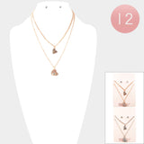 12PCS - Heart Pendant Double Layered Necklaces Jewelry Set from Madeline Love