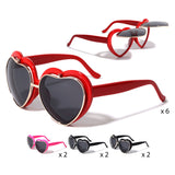 12PCS - Heart Shaped Lens Flip Up Sunglasses from Madeline Love