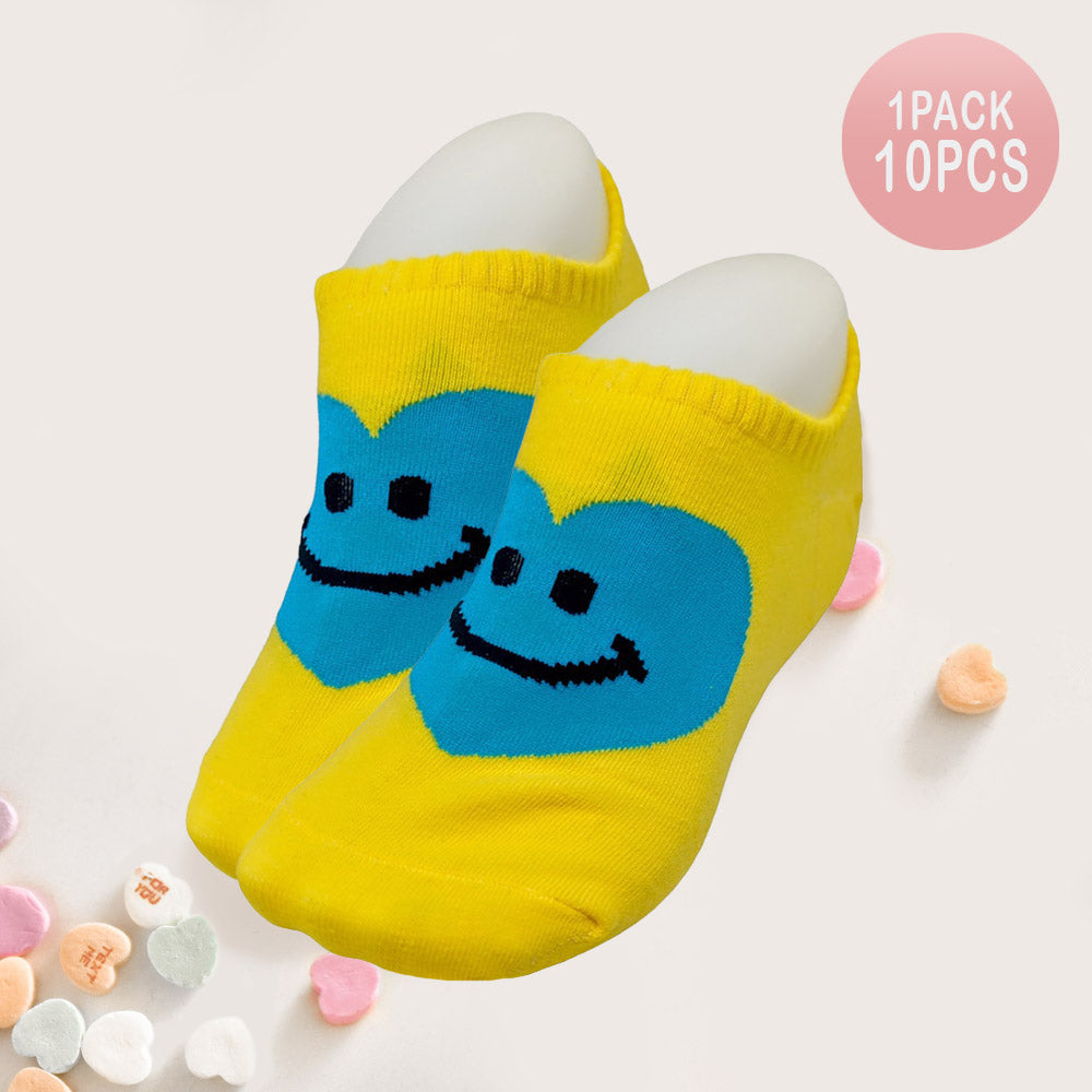 10Pairs - Smile Centered Heart Socks from Madeline Love