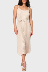 Adjustable Strap Pleated Midi Dress with Belt from Gibsonlook