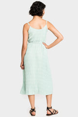 Adjustable Strap Pleated Midi Dress with Belt from Gibsonlook