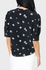 Woven Henley Blouse with Puff Sleeve from Gibsonlook