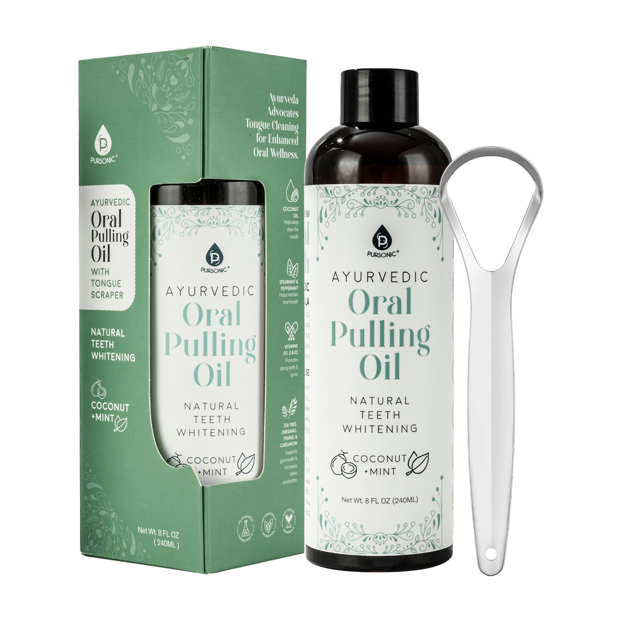 Oral Pulling Oil with Tongue Scraper from Pursonic