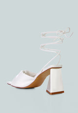 Primavera Ruched Triangular Heel Lace Up Sandal from London Rag International