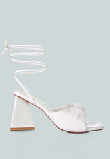 Primavera Ruched Triangular Heel Lace Up Sandal from London Rag International