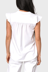 Notch Neck Flutter Sleeve Blouse from Gibsonlook
