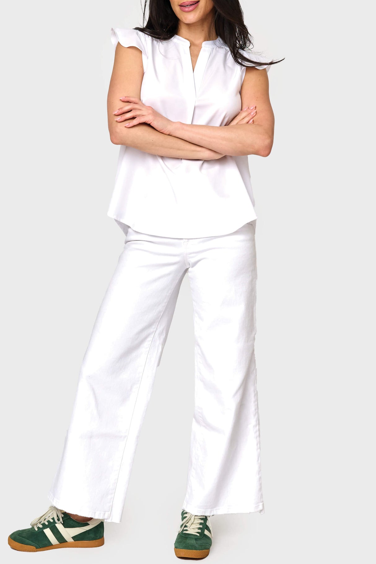 Notch Neck Flutter Sleeve Blouse from Gibsonlook