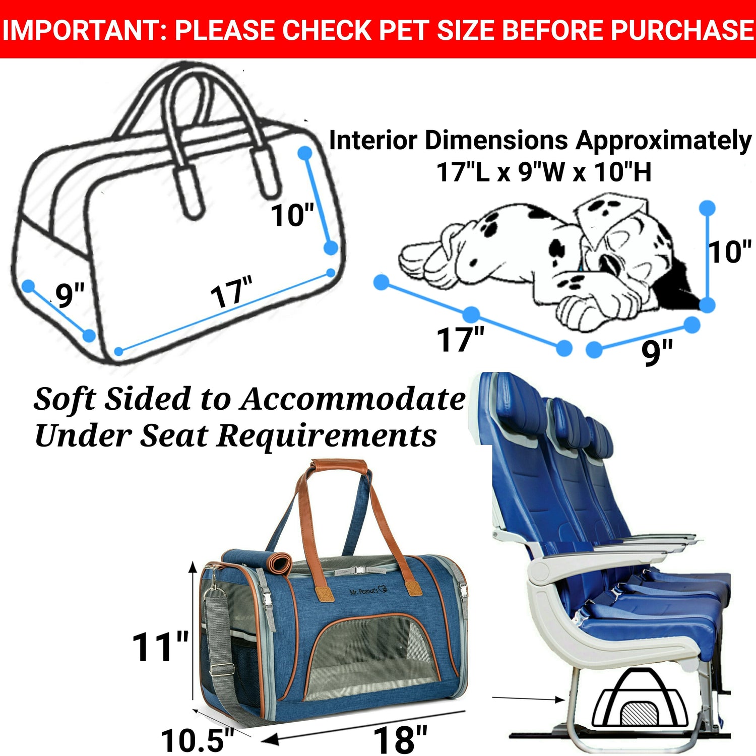 Mr. Peanut's Gold Series Standard Size Airline Compliant Expandable Pet Carrier from Mr. Peanut's Pet Carriers