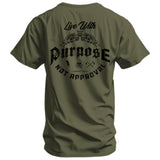 Live With Purpose. Not Approval Men's T-Shirt from Combat Iron Apparel