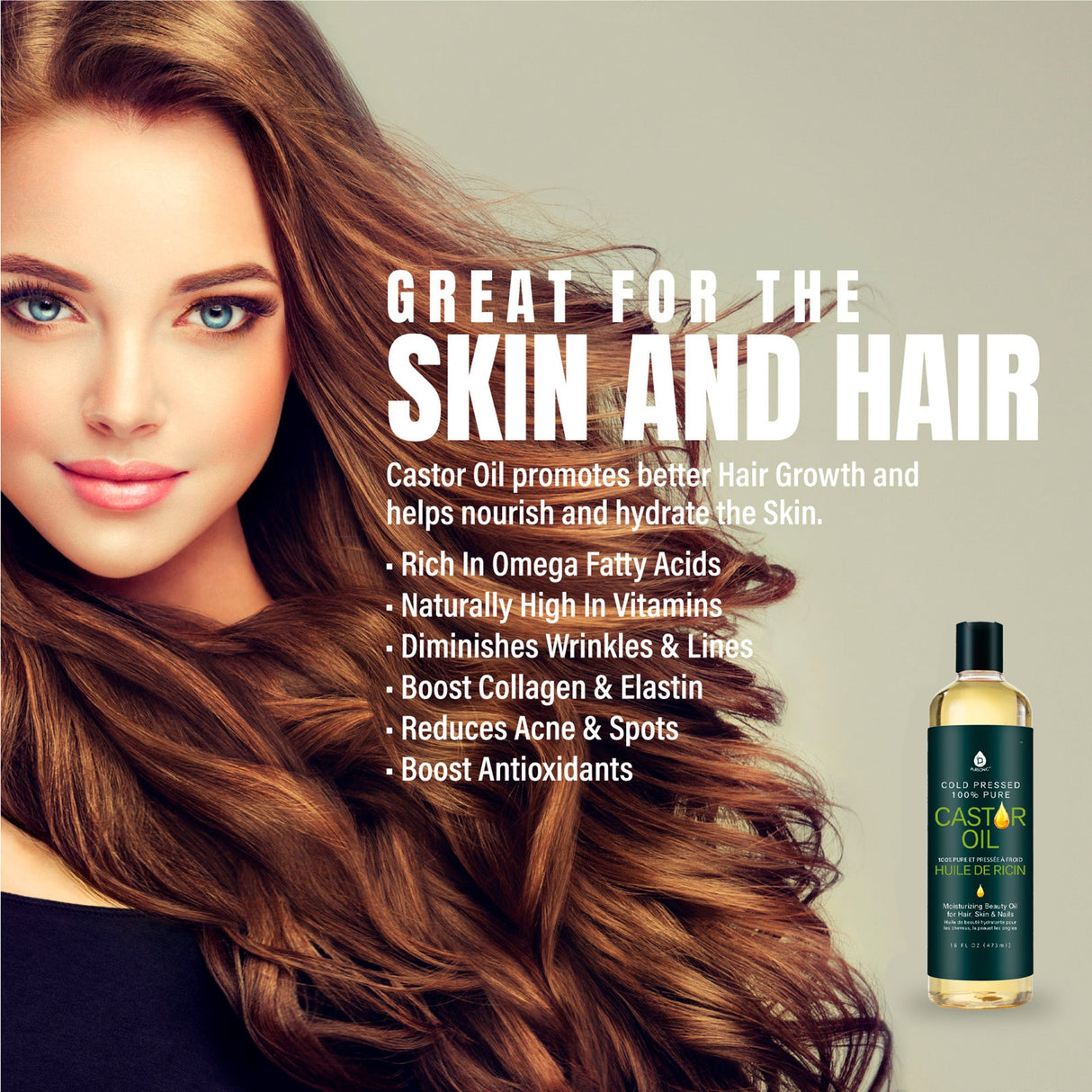 100% Pure Cold Pressed Castor Oil 16 Oz from Pursonic