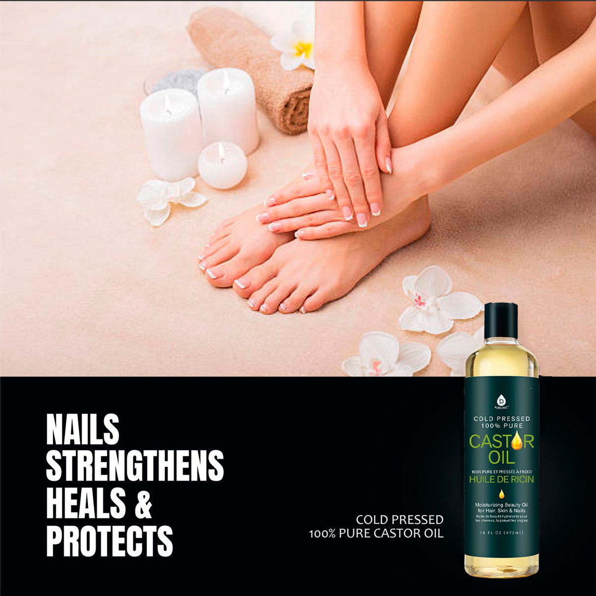 100% Pure Cold Pressed Castor Oil 16 Oz from Pursonic