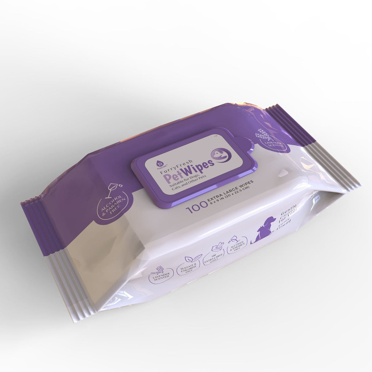 Furry Fresh Pet Wipes - Lavender Scented, 100 Extra Large Wipes from Pursonic