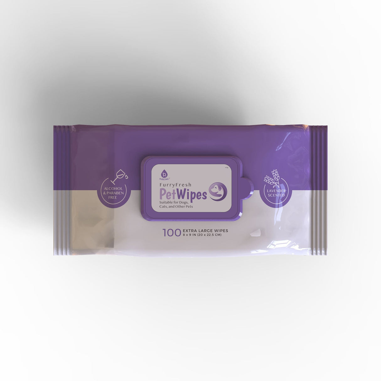Furry Fresh Pet Wipes - Lavender Scented, 100 Extra Large Wipes from Pursonic