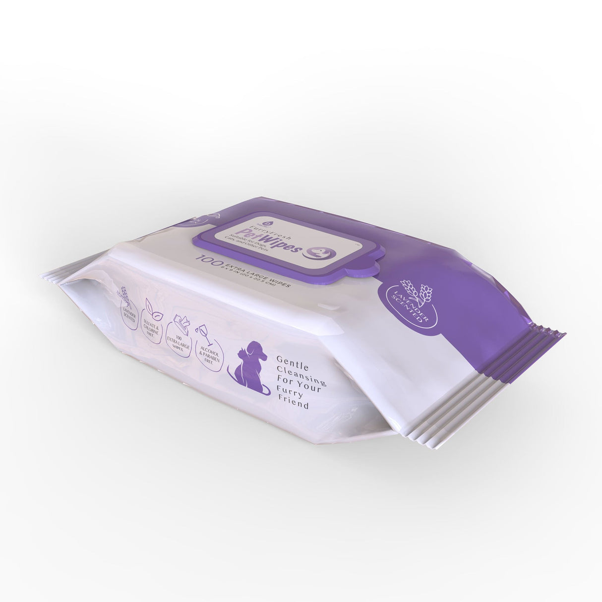 Furry Fresh Pet Wipes - Lavender Scented, 100 Extra Large Wipes from Pursonic