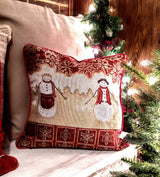 Tache Mr. & Mrs. Snowman Couple Woven Tapestry Throw Pillow Cover (10323CC) from Tache Home Fashion