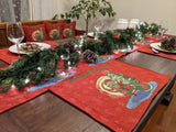DaDa Bedding Set of 8 Pieces Red Santa Claus Holiday Table Tapestry - 4 Placemats, 2 Table Runners, 2 Throw Pillow Covers (17615) from DaDalogy Bedding Collection
