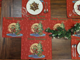 DaDa Bedding Set of 8 Pieces Red Santa Claus Holiday Table Tapestry - 4 Placemats, 2 Table Runners, 2 Throw Pillow Covers (17615) from DaDalogy Bedding Collection