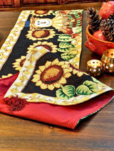 Tache Sunflower Field Scarecrow Autumn Harvest Woven Tapestry Table Runners (11712TR)