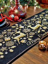 DaDa Bedding Magical Golden Reindeer Woven Tapestry Dining Table Runner (18272) from DaDalogy Bedding Collection