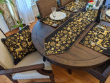 DaDa Bedding Magical Golden Reindeer Woven Tapestry Dining Table Runner (18272) from DaDalogy Bedding Collection
