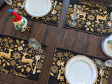 DaDa Bedding Set of 4-Pieces Magical Golden Reindeer Woven Tapestry Dining Table Placemats 13” x 19” from DaDalogy Bedding Collection