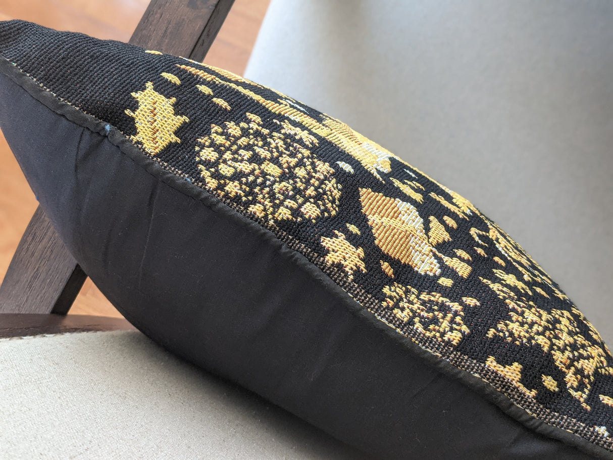 DaDa Bedding Magical Golden Reindeer Woven Tapestry Throw Pillow Covers 16" x 16" from DaDalogy Bedding Collection