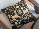 DaDa Bedding Magical Golden Reindeer Woven Tapestry Throw Pillow Covers 16" x 16" from DaDalogy Bedding Collection