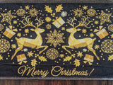 DaDa Bedding Magical Golden Reindeer Woven Tapestry Dining Table Runner (18272) from DaDalogy Bedding Collection