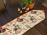 DaDa Bedding Sweet Heart Love Notes Pink Floral Woven Tapestry Dining Table Runner (18273) from DaDalogy Bedding Collection