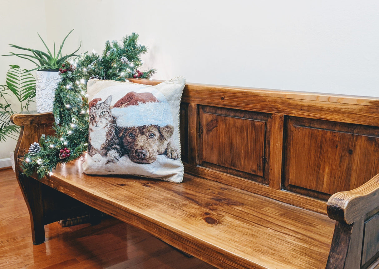 Tache Best Friend Pets Dog and Cat Christmas Tapestry Woven Throw Pillow Cover (16461) from Tache Home Fashion