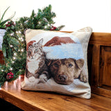 Tache Best Friend Pets Dog and Cat Christmas Tapestry Woven Throw Pillow Cover (16461) from Tache Home Fashion