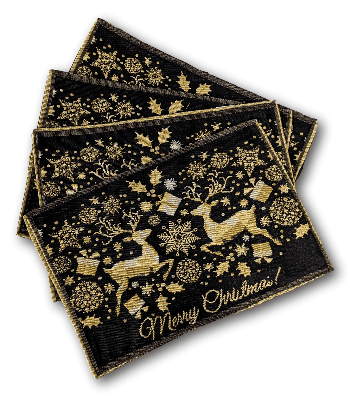 DaDa Bedding Set of 4-Pieces Magical Golden Reindeer Woven Tapestry Dining Table Placemats 13” x 19” from DaDalogy Bedding Collection
